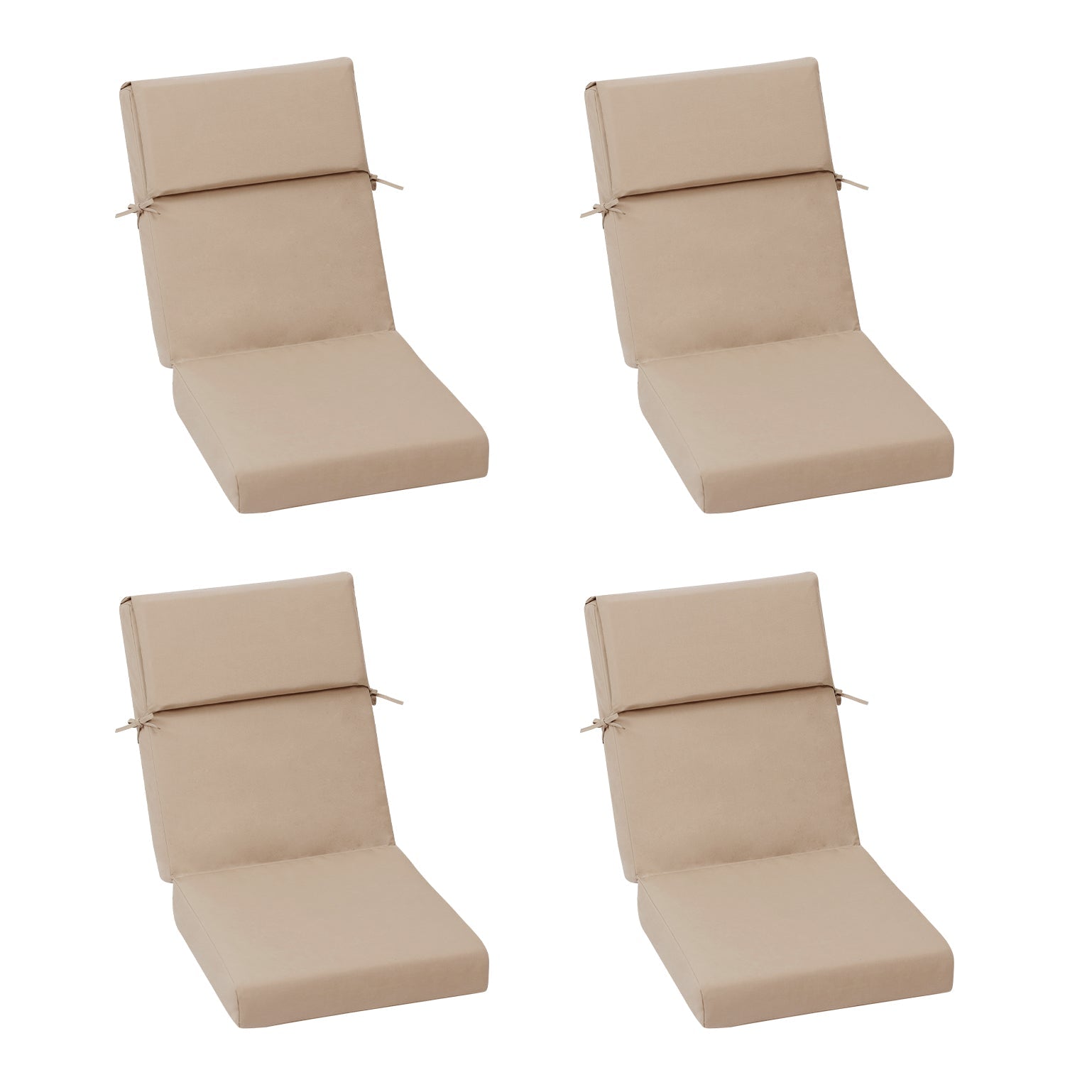 High Back Chair Cushions Set of 4, UV-Protected & Water-Resistant, 46x21x4 Inches CUSHION Aoodor Brown  